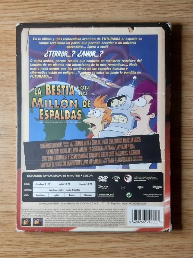 Futurama la bestia con un millón de espaldas DVD de segunda mano por 5 EUR en Barcelona en WALLAPOP