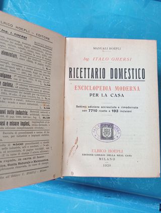 libro ricettario domestico  1920