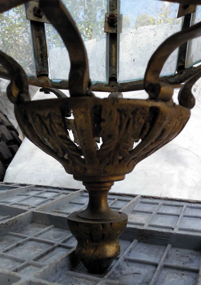 LÁMPARA VINTAGE DE BRONCE Y CRISTAL