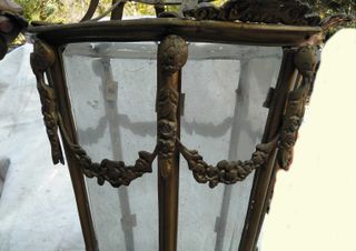 LÁMPARA VINTAGE DE BRONCE Y CRISTAL 