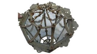 Farol de Techo Antiguo de Bronce y Cristal - XIX