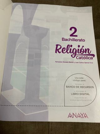 Libro, religión Anaya 2 bachiller