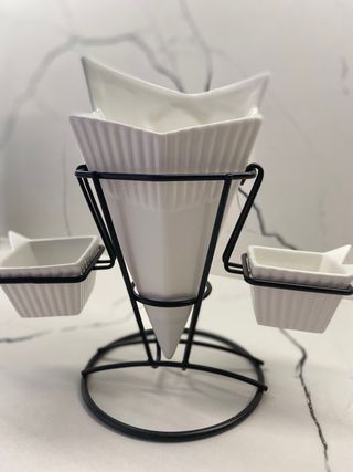 Cuenco para patatas fritas con soporte para 2 sals