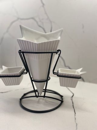 Cuenco para patatas fritas con soporte para 2 sals