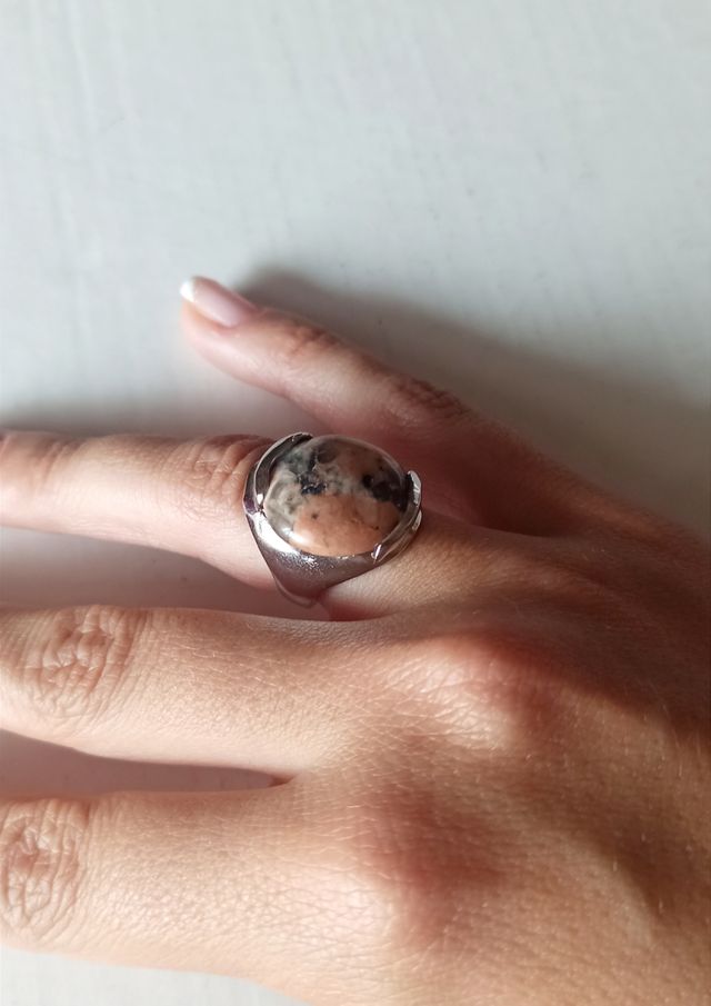 Anillo acero y piedra natural