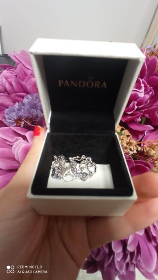 PANDORA pulsera de corazones de plata y amatistas