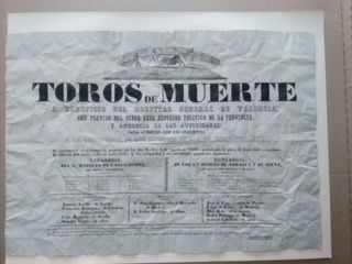 Cartel taurino original. Año 1841. Tamaño 65x44