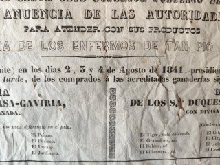 Cartel taurino antiguo. Año 1841.