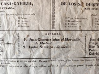 Cartel taurino antiguo. Año 1841.