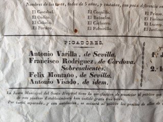 Cartel taurino antiguo. Año 1841.