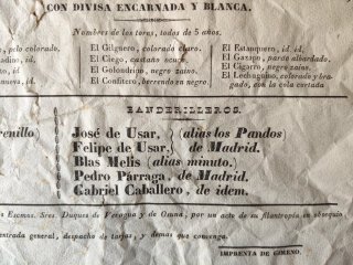 Cartel taurino antiguo. Año 1841.