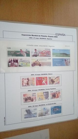 ESPAÑA AÑOS 2003/2004 MONTADOS EN ALBUM Y HOJAS
