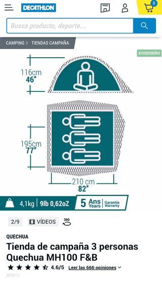 Tienda de campaña 3 personas