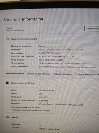 Ordenador HP. All in One HD 22AB