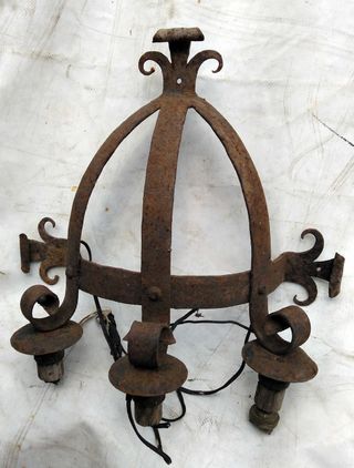 Par Candiles Antiguos Hierro Forjado Autenticos