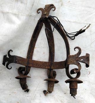 Par Candiles Antiguos Hierro Forjado Autenticos