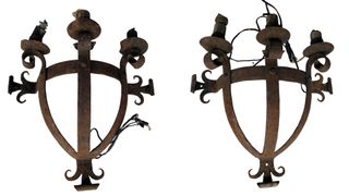 Par Candiles Antiguos Hierro Forjado Autenticos