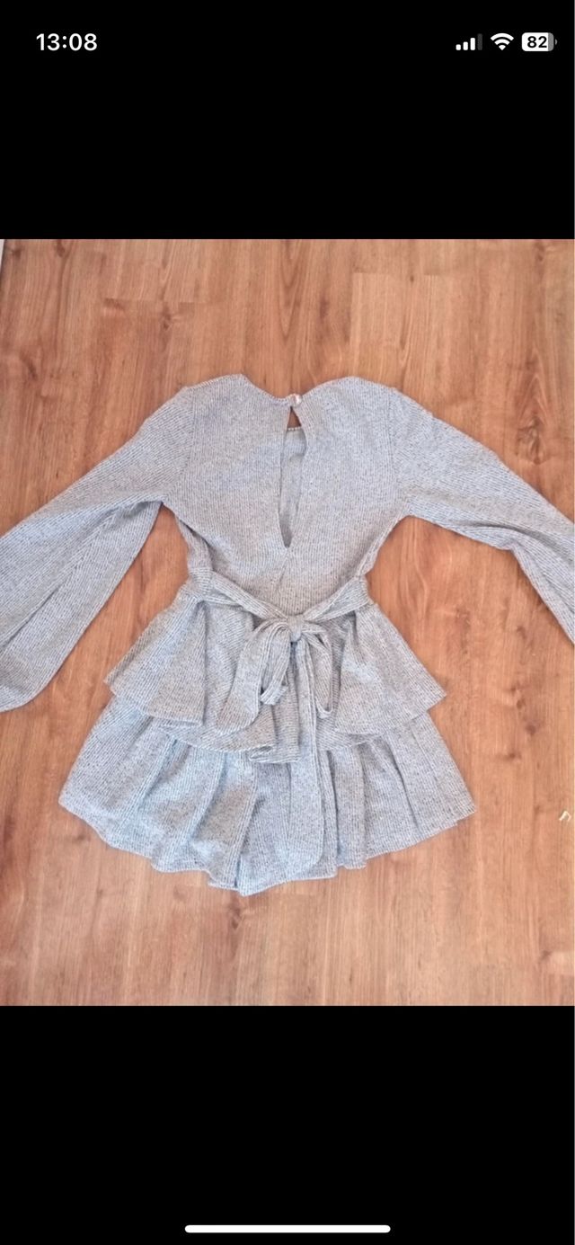 vestido corto gris Nochevieja o Nochebuena