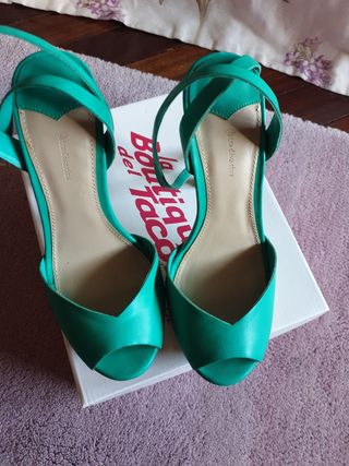 sandalia stradivarius turquesa