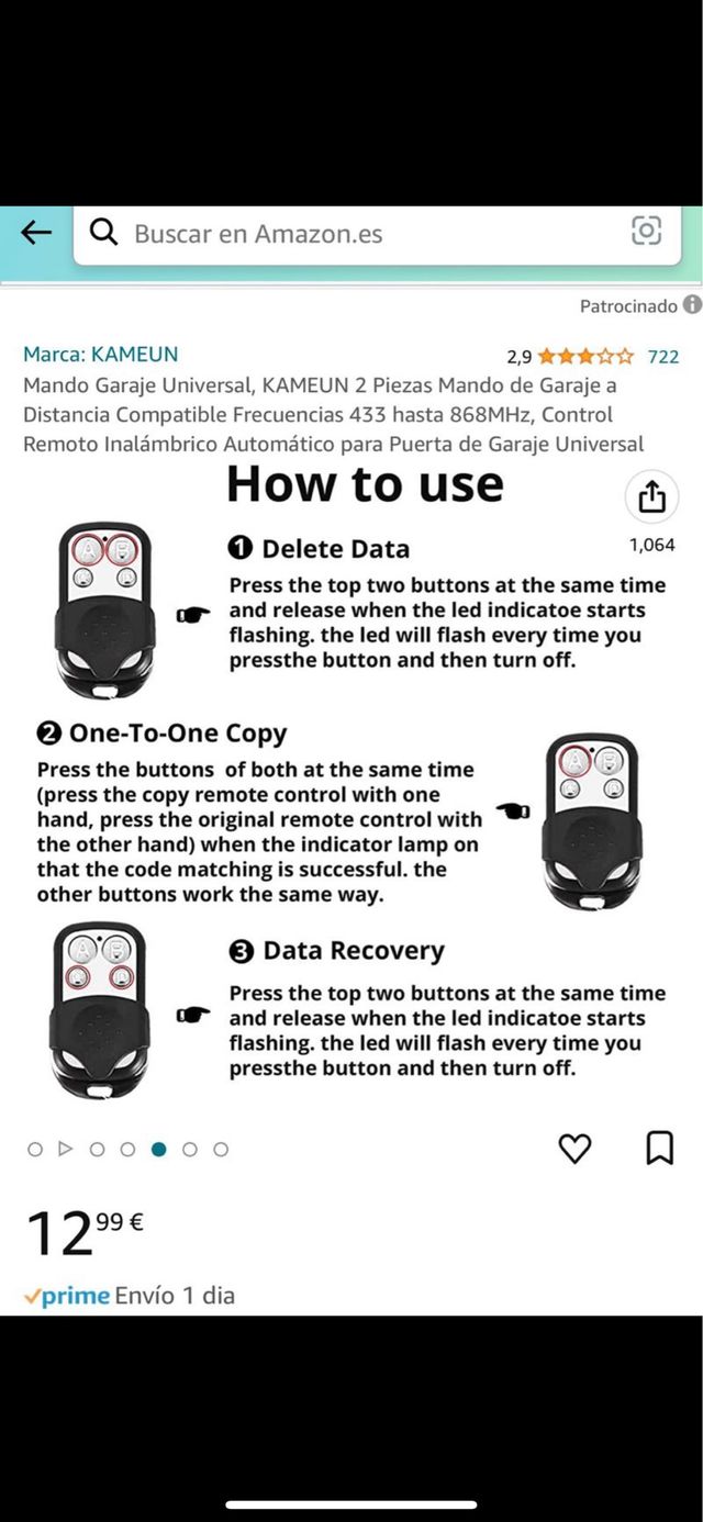 Mando universal para garaje, clona tu mando