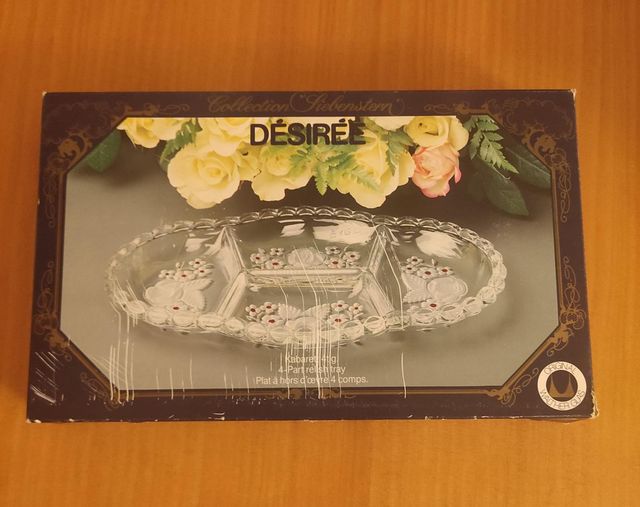 Fuente bandeja cristal tallado de 4 compartimentos