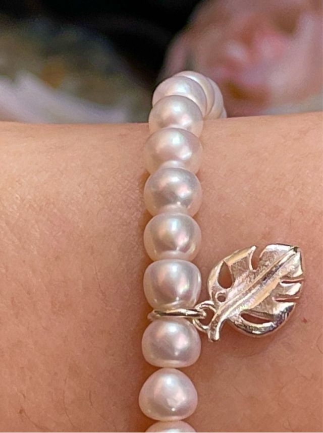 1 Pulsera Plata y Perlas cultivadas. Hoja o cruz