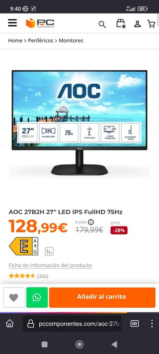 AOC 27B2H- Monitor de 27"Full HD