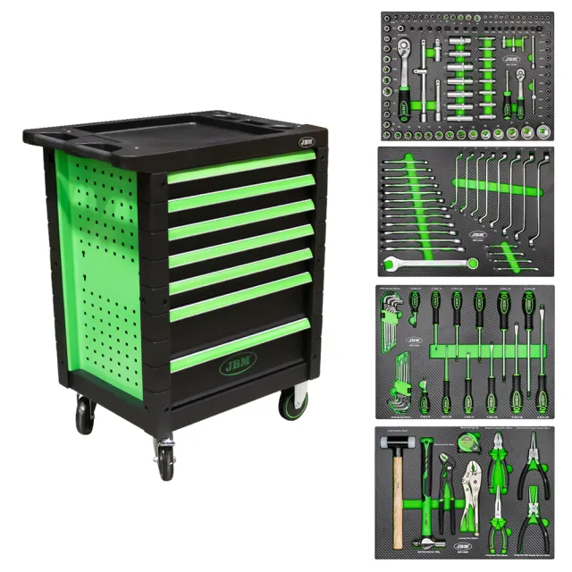 CARRO DE HERRAMIENTAS 7 CAJONES VERDE c/herramient