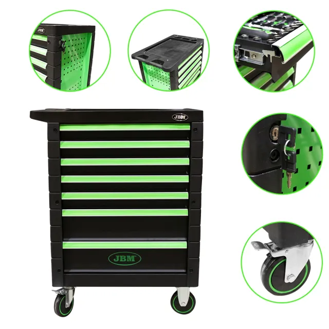 CARRO DE HERRAMIENTAS 7 CAJONES VERDE c/herramient