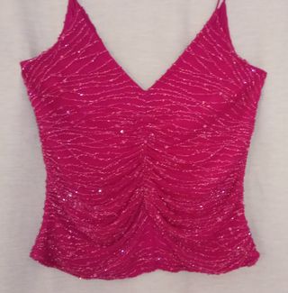 Top fucsia Carmen Dee seda pedrería t. 42