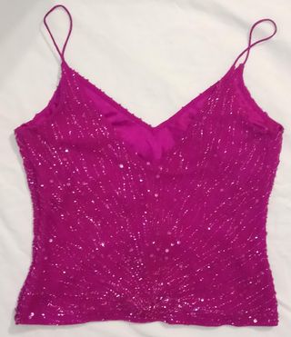Top fucsia Carmen Dee seda pedrería t. 42