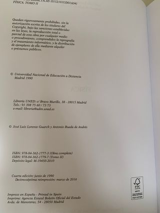 Libros Física I y II. UNED
