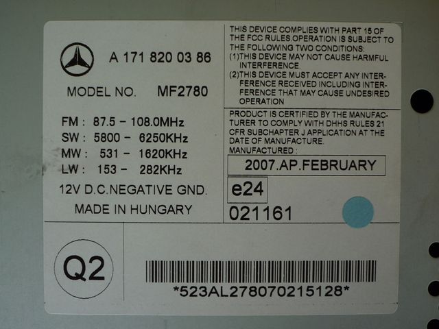 Mercedes MF-2780
SLK
 R171