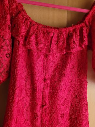 Vestido encaje Rojo Zara Talla