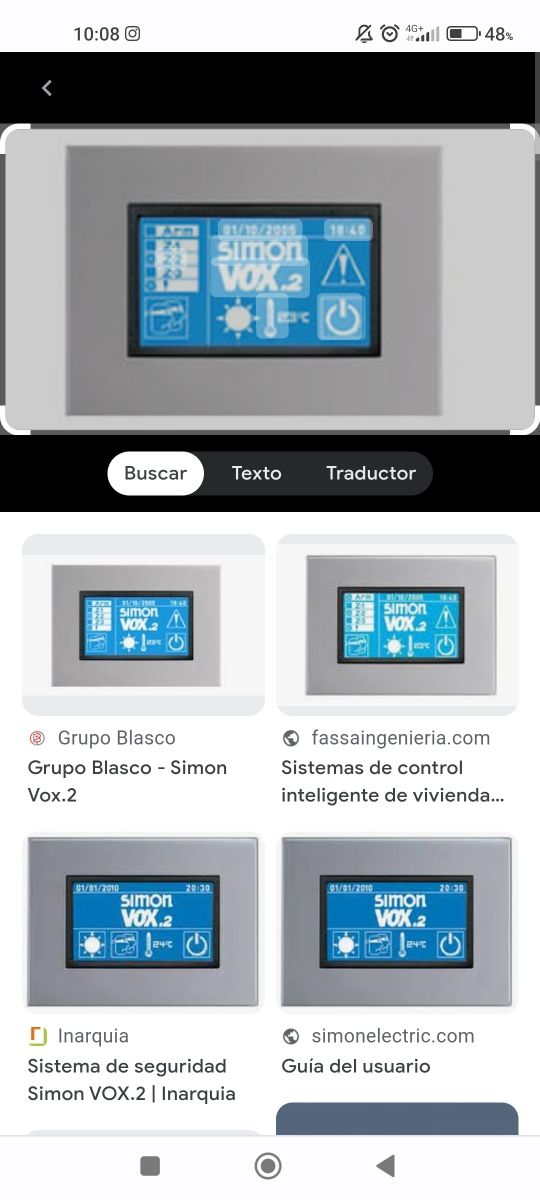 Pantalla domótica telegestión táctil Simón Vox 2