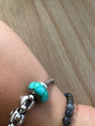 Dos charms Pandora cristal murano verde azulado
