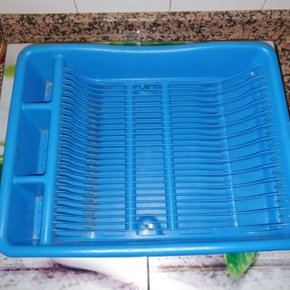 escurridor de platos y cubiertos azul
