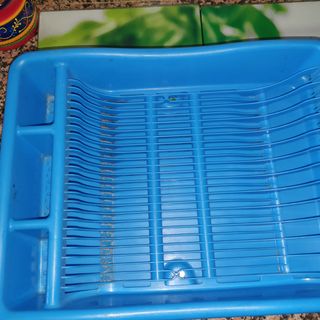 escurridor de platos y cubiertos azul