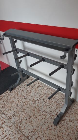 BANCO SOPORTE RACK PARA PESAS DISCOS ENTRENAMIENTO
