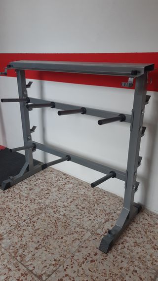 BANCO SOPORTE RACK PARA PESAS DISCOS ENTRENAMIENTO