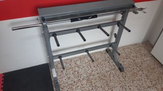 BANCO SOPORTE RACK PARA PESAS DISCOS ENTRENAMIENTO