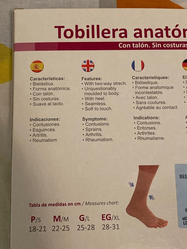 Tobillera anatómica bielástica