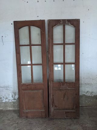 Puerta Doble Madera Maciza Con cristal
