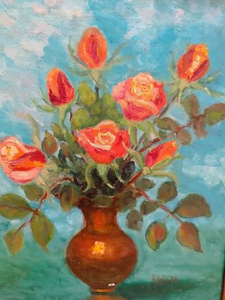 cuadro pintado a mano, años 50/60