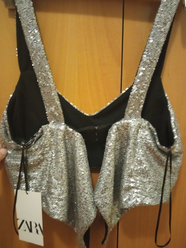 TOP LENTEJUELAS ZARA talla s
