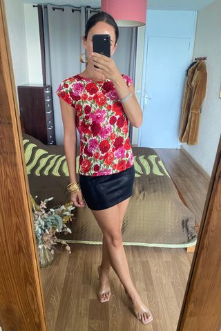Top floral plisado DNV talla XL