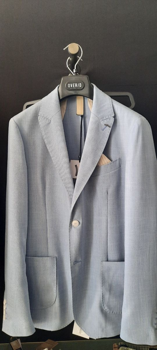 abito celeste uomo due bottoni 46