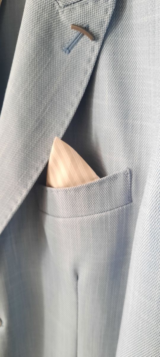 abito celeste uomo due bottoni 46