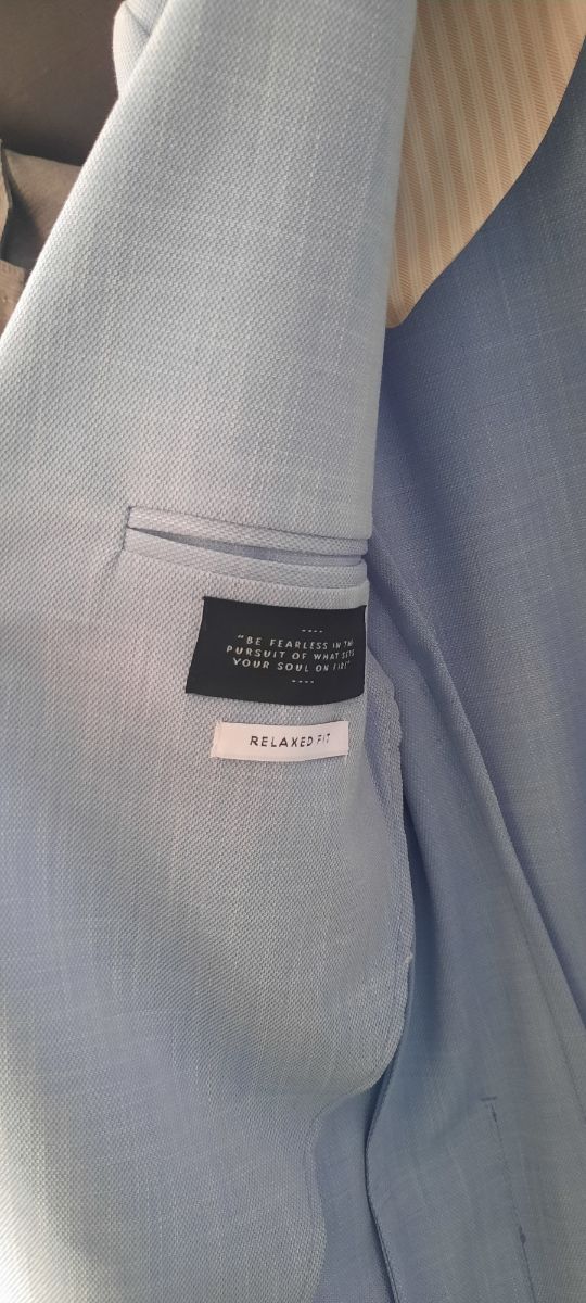 abito celeste uomo due bottoni 46