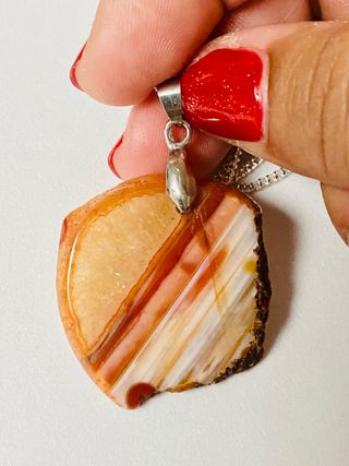 Colgante con agata naranja y cadena plata ley 925